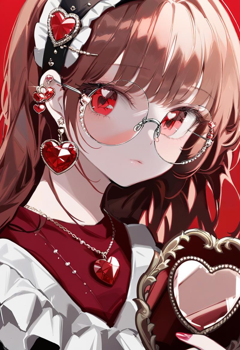 01114-3143901949-masterpiece, best quality,_lora_OH4XL_ANI31_lokr_V4312_0.95_1girl, solo, jewelry, red eyes, earrings, red background, glasses, r.png